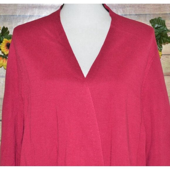 Eileen Fisher Textured Open Front Long Cardigan Sweater Size 2X Tencel Silk - Picture 4 of 9